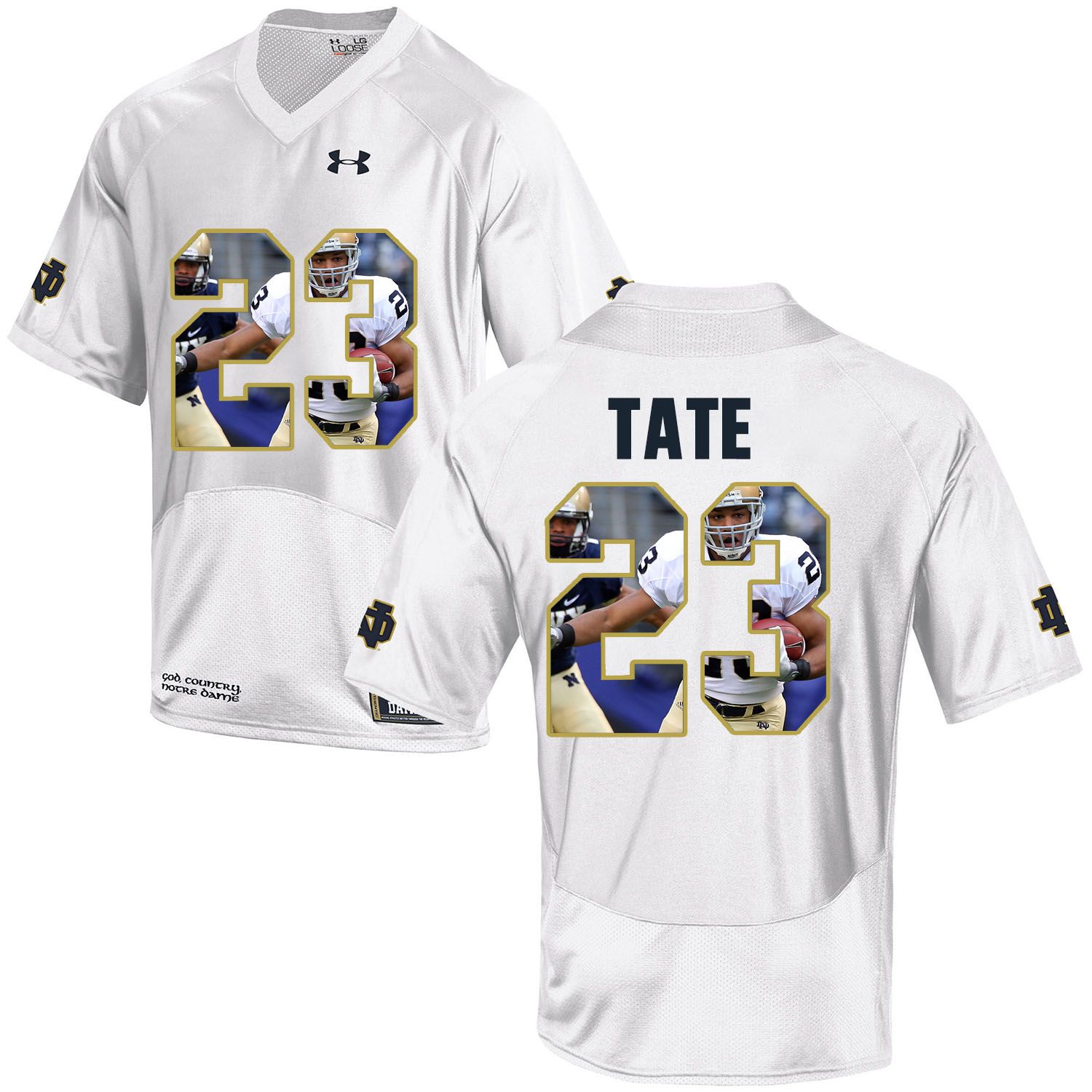 Men Norte Dame Fighting Irish #23 Tate White Fashion Edition Customized NCAA Jerseys